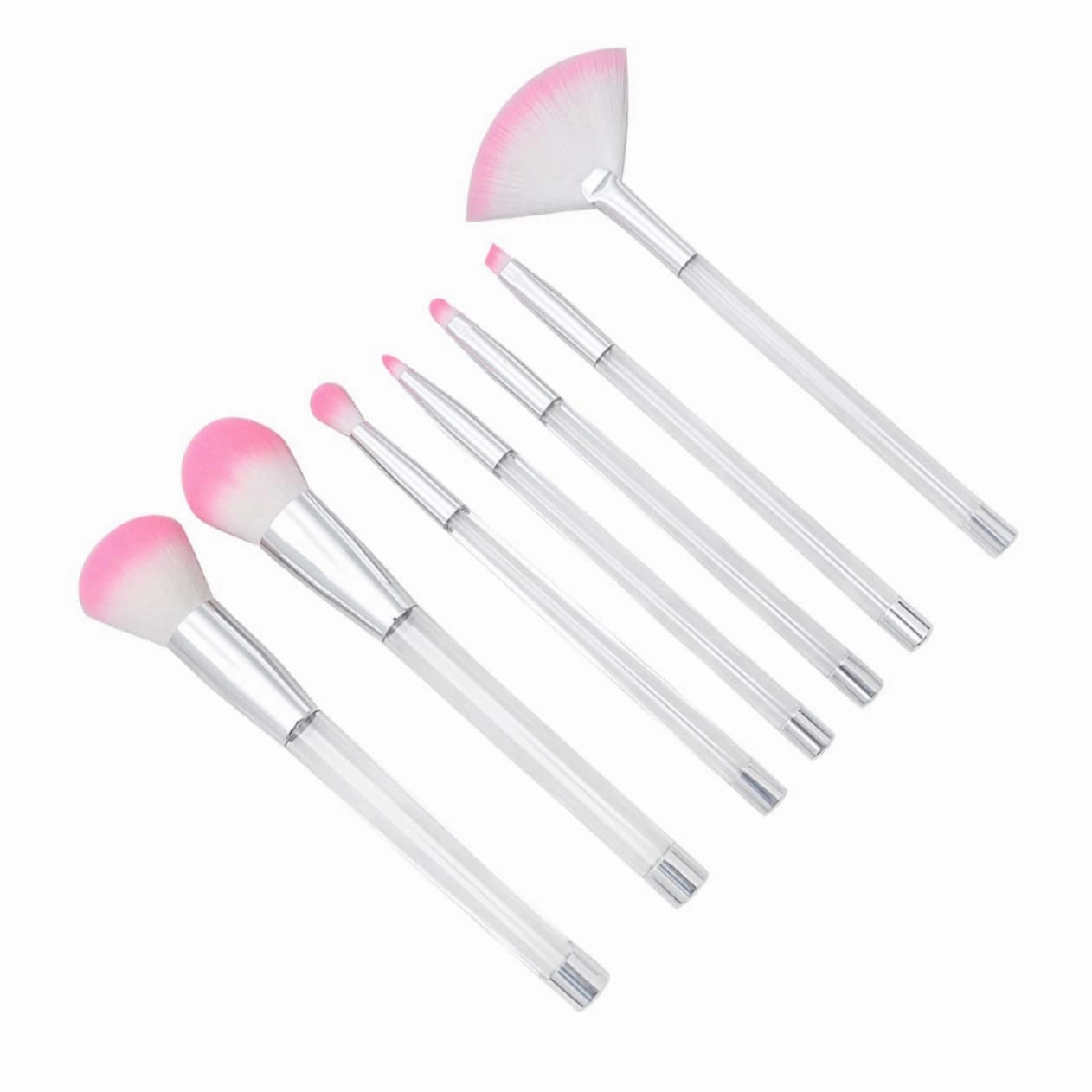 SAFIGLE 7pcs Fillable Makeup Brushes Make up Kit Plastic Handle Makeup Brushes Clear Handle Makeup Brushes Crystal Makeup Brushes Clear Make up Brushes Empty Handle Makeup Brushes