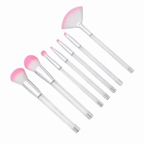 SAFIGLE 7pcs Fillable Makeup Brushes Make up Kit Plastic Handle Makeup Brushes Clear Handle Makeup Brushes Crystal Makeup Brushes Clear Make up Brushes Empty Handle Makeup Brushes