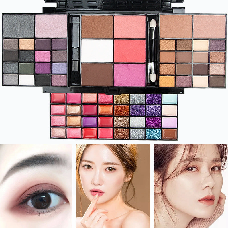 Seduction Styles 74 Colors Makeup Set Lip Gloss Blush Eyeshadow Highlight Combination Plate