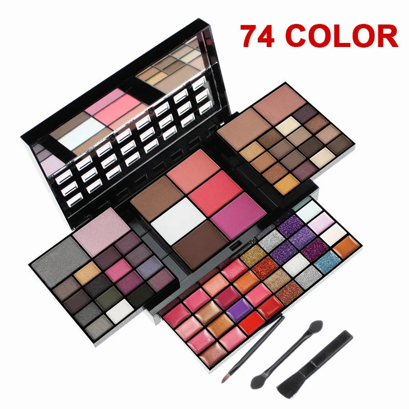 Seduction Styles 74 Colors Makeup Set Lip Gloss Blush Eyeshadow Highlight Combination Plate