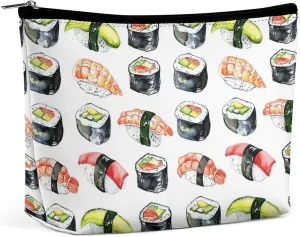 Shrimp Tuna Cucumber Sushi Platter Travel Makeup Bag Toiletry Bags Waterproof Portable Pouch Make Up Organizer