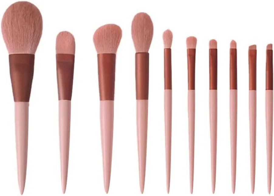 Smokey Rose Set 10 Makeup Brushes Set Gift Dry Loose Powder Blush Eyeshadow Brushes Envelope Bag