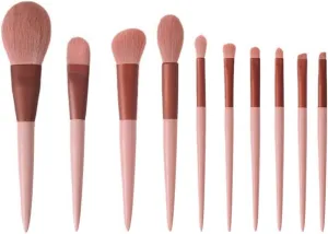 Smokey Rose Set 10 Makeup Brushes Set Gift Dry Loose Powder Blush Eyeshadow Brushes Envelope Bag