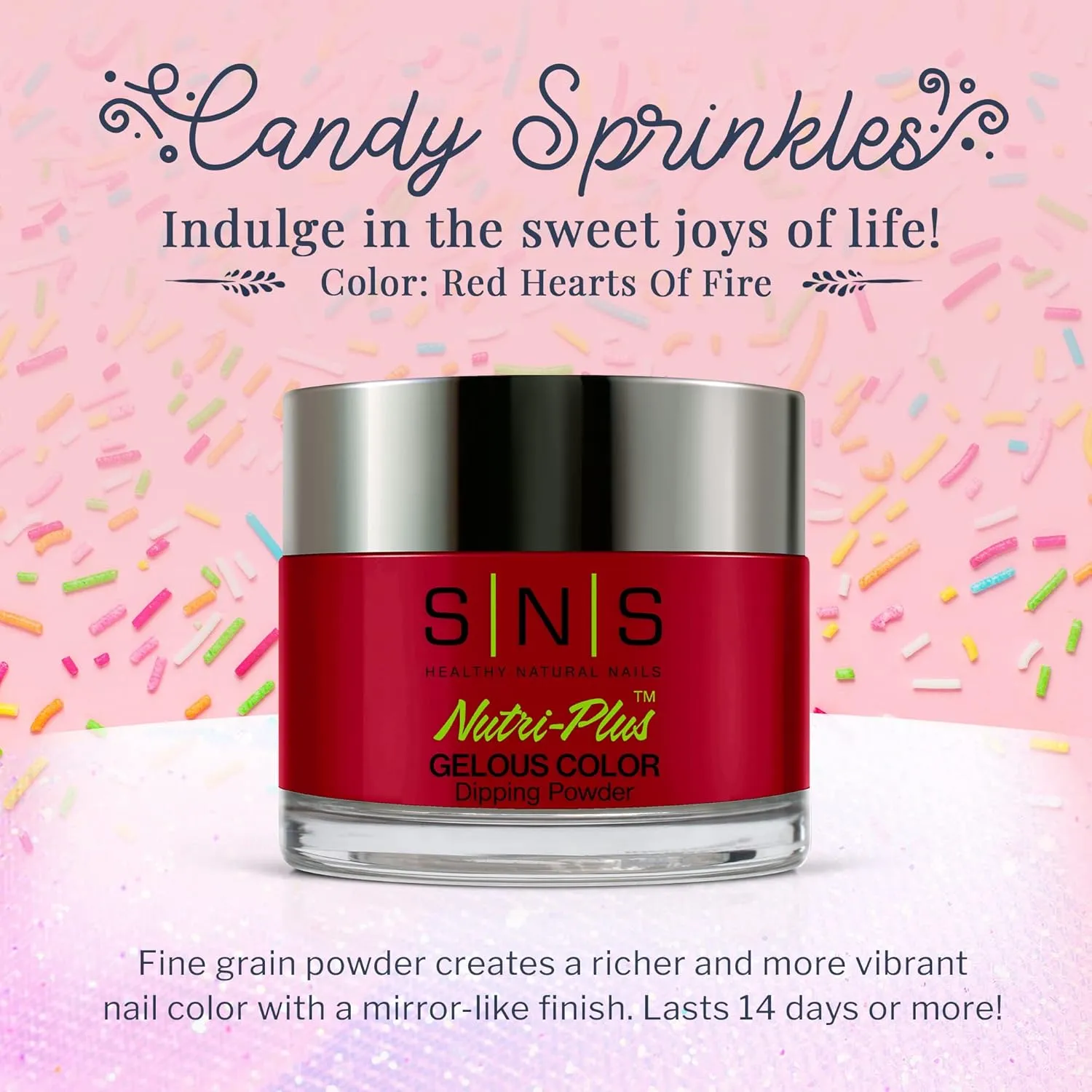 SNS Nail Dip Powder, Color Dipping Powder - Red Hearts Of Fire (Red), CS071 - Long-Lasting Nail Color Lasts 14 Days - Low-Odor & No UV Lamp Needed - 1 oz.