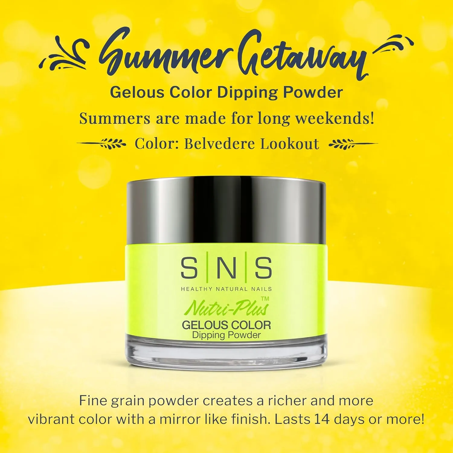 SNS Nail Dip Powder, Gelous Color Dipping Powder - Belvedere Lookout (Yellow, Cream) - Long-Lasting Dip Nail Color Lasts 14 Days - Low-Odor & No UV Lamp Required - 1 OZ
