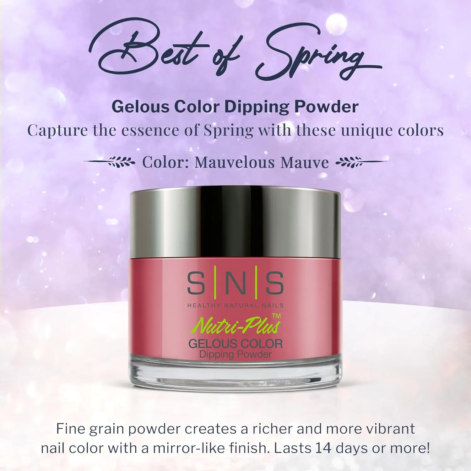 SNS Nail Dip Powder, Gelous Color Dipping Powder - Mauvelous Mauve (Pink/Rose, Cream), BOS11 - Long-Lasting Acrylic Nail Color & Polish Lasts 14 Days - Low-Odor & No UV Lamp Required - 1 oz