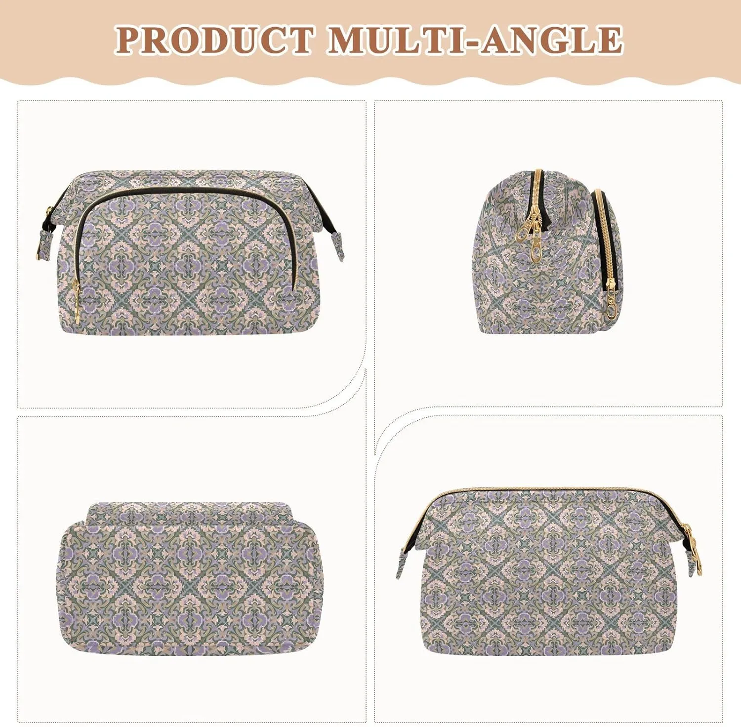 Spacious Quilted Cosmetic Bag Travel Toiletry Organizer with Padded Design