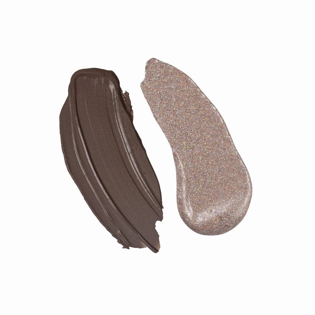 Stila Double Dip Liquid Eyeshadow Suede Shade & Glitter & Glow Grey Fox
