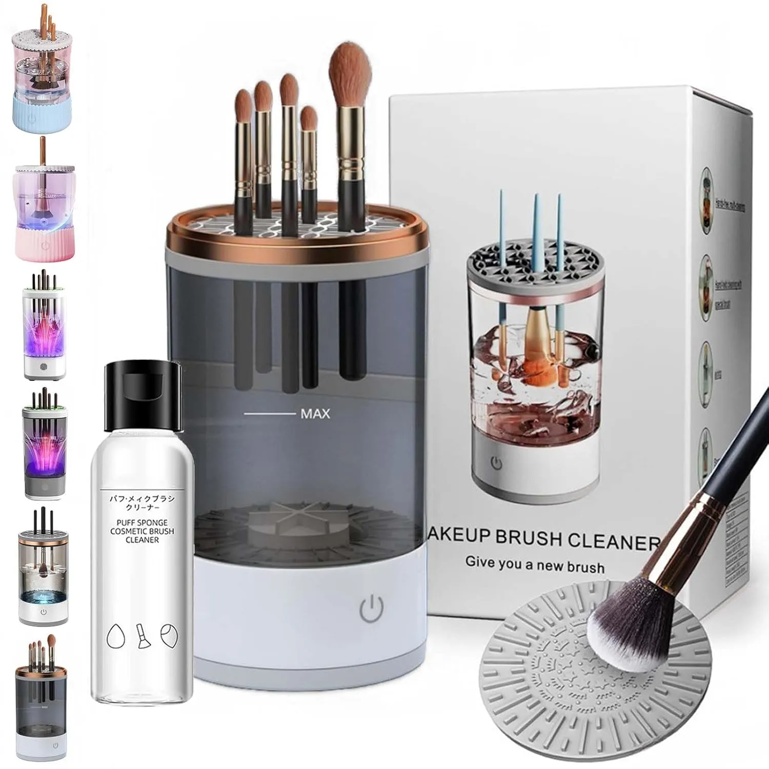 The Cozy Luna, Cozy Luna, The Cozy Luna Brush Cleaner, Cosmetic Brush Cleaner, Waterproof Automatic Makeup Brush Cleaner for Makeup Brush Set (Plug-in,Black)