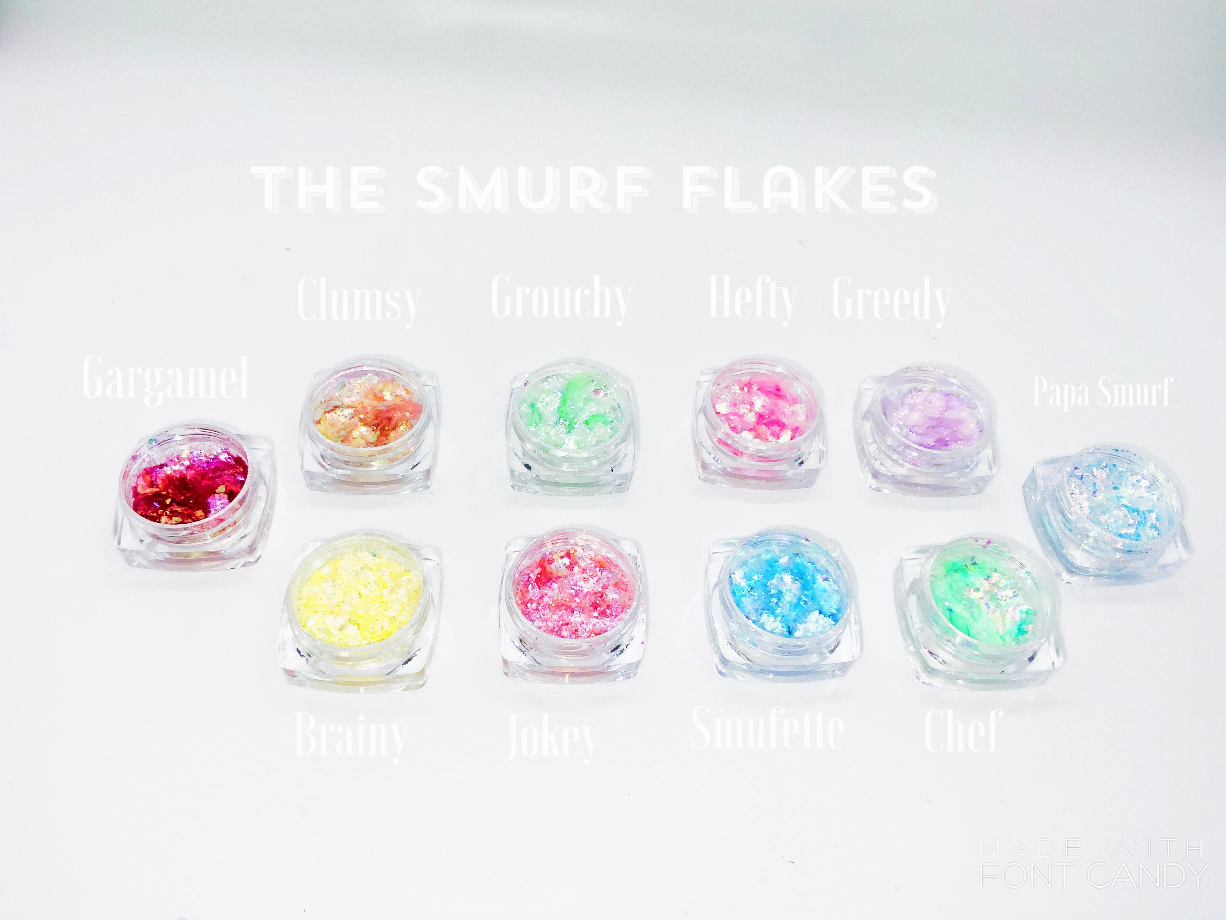 The Smurf’s eyeshadow flakes