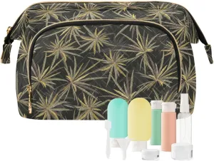Travel Quilted Makeup Bag Toiletry Organizer Pouch Storage Make Up Bag Large Quilted Cosmetic Bag Wide Open T1