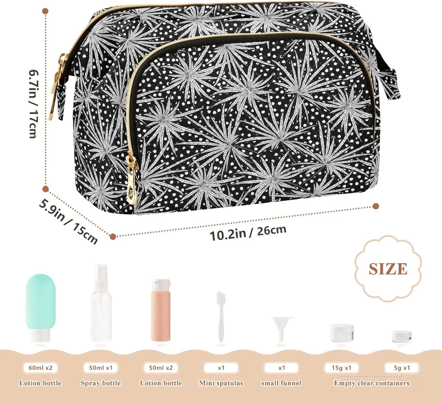 Travel Quilted Makeup Bag Toiletry Organizer Pouch Storage Make Up Bag Large Quilted Cosmetic Bag Wide Open T1