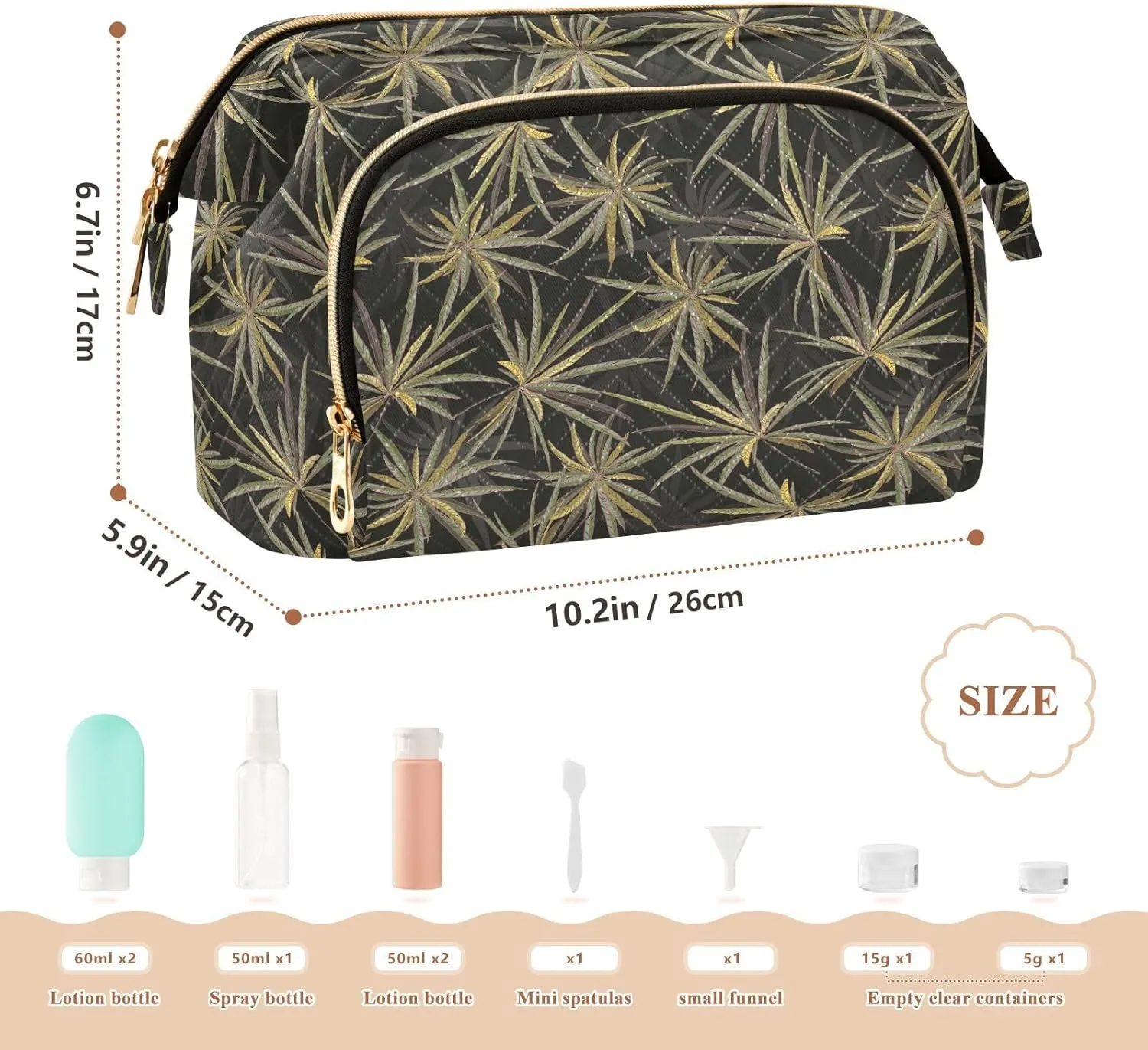 Travel Quilted Makeup Bag Toiletry Organizer Pouch Storage Make Up Bag Large Quilted Cosmetic Bag Wide Open T1