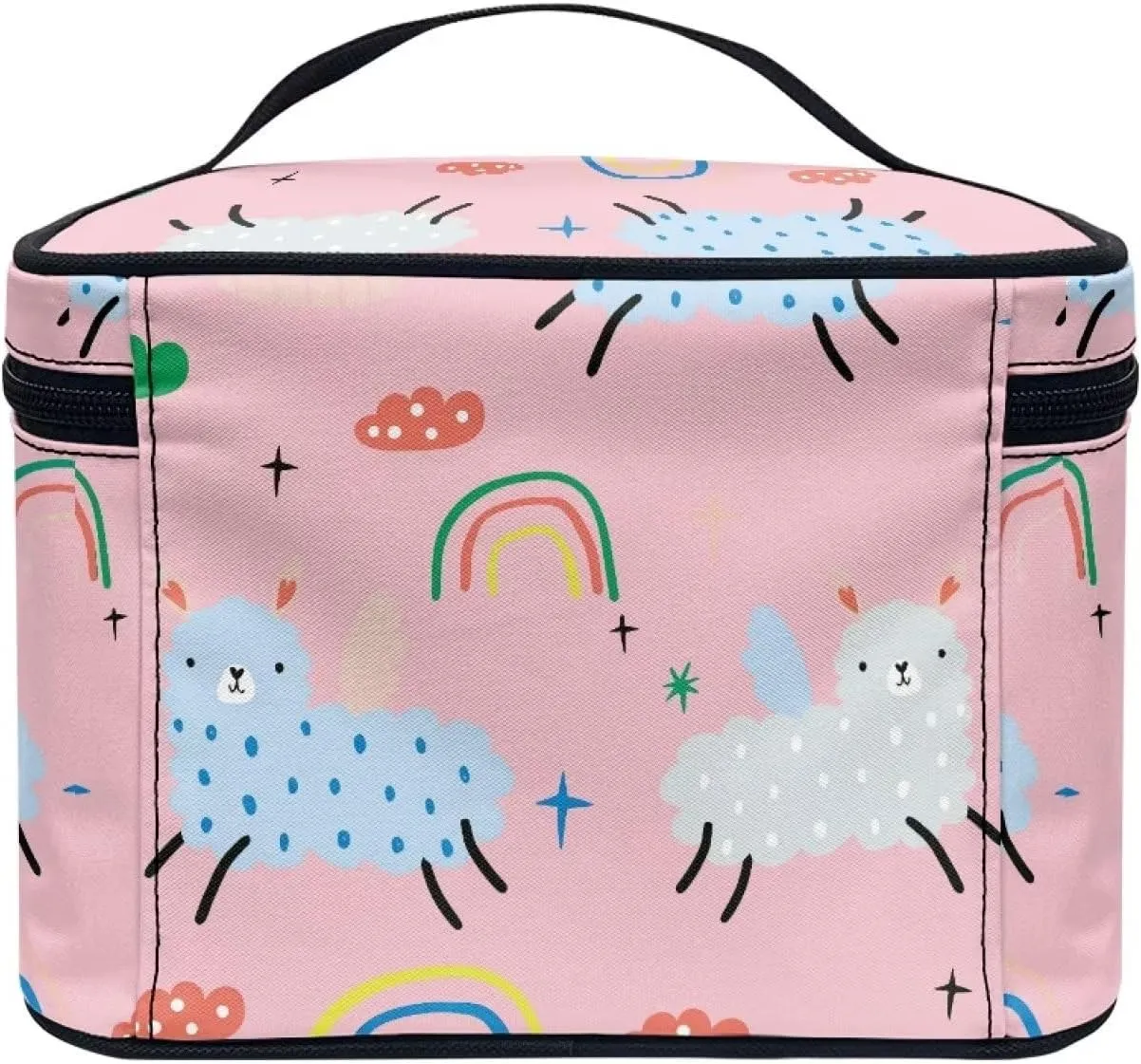 Uasibuni Alpaca Rainbow Makeup Bag Cosmetic Zipper Pouch for Make Up Travel Cosmetic Organizer Case for Women