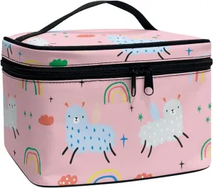 Uasibuni Alpaca Rainbow Makeup Bag Cosmetic Zipper Pouch for Make Up Travel Cosmetic Organizer Case for Women