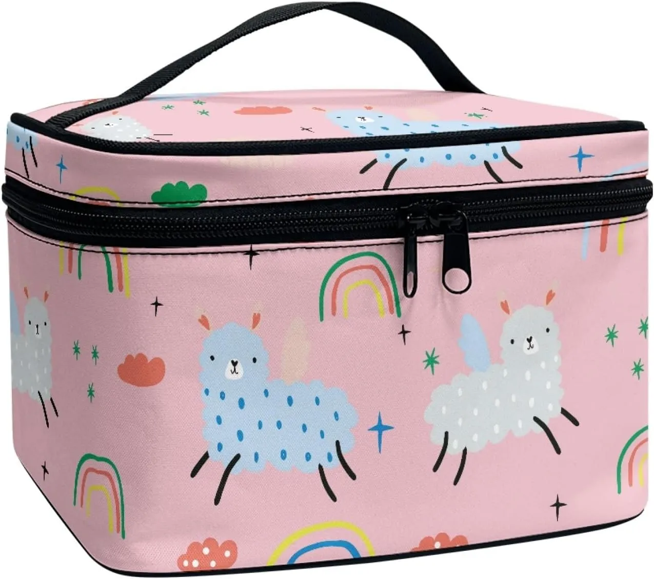 Uasibuni Alpaca Rainbow Makeup Bag Cosmetic Zipper Pouch for Make Up Travel Cosmetic Organizer Case for Women
