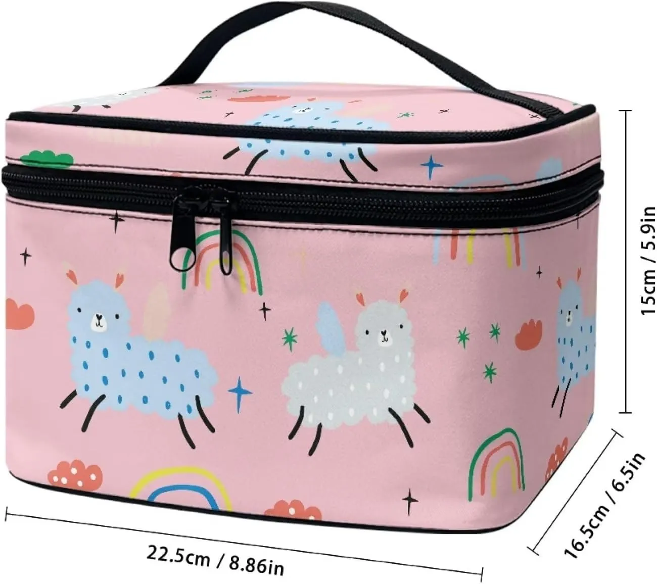 Uasibuni Alpaca Rainbow Makeup Bag Cosmetic Zipper Pouch for Make Up Travel Cosmetic Organizer Case for Women