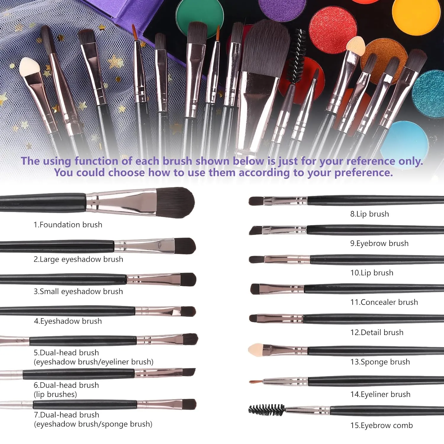 UCANBE Eyeshadow Palette with 15Pcs Brushes Makeup Set, Pigmented 86 Colors Make Up Sets Valentine's Gift, Matte Shimmer Glitter Eye Shadow Pallet Highlighter Contour Blush Powder Brush Beauty Kit