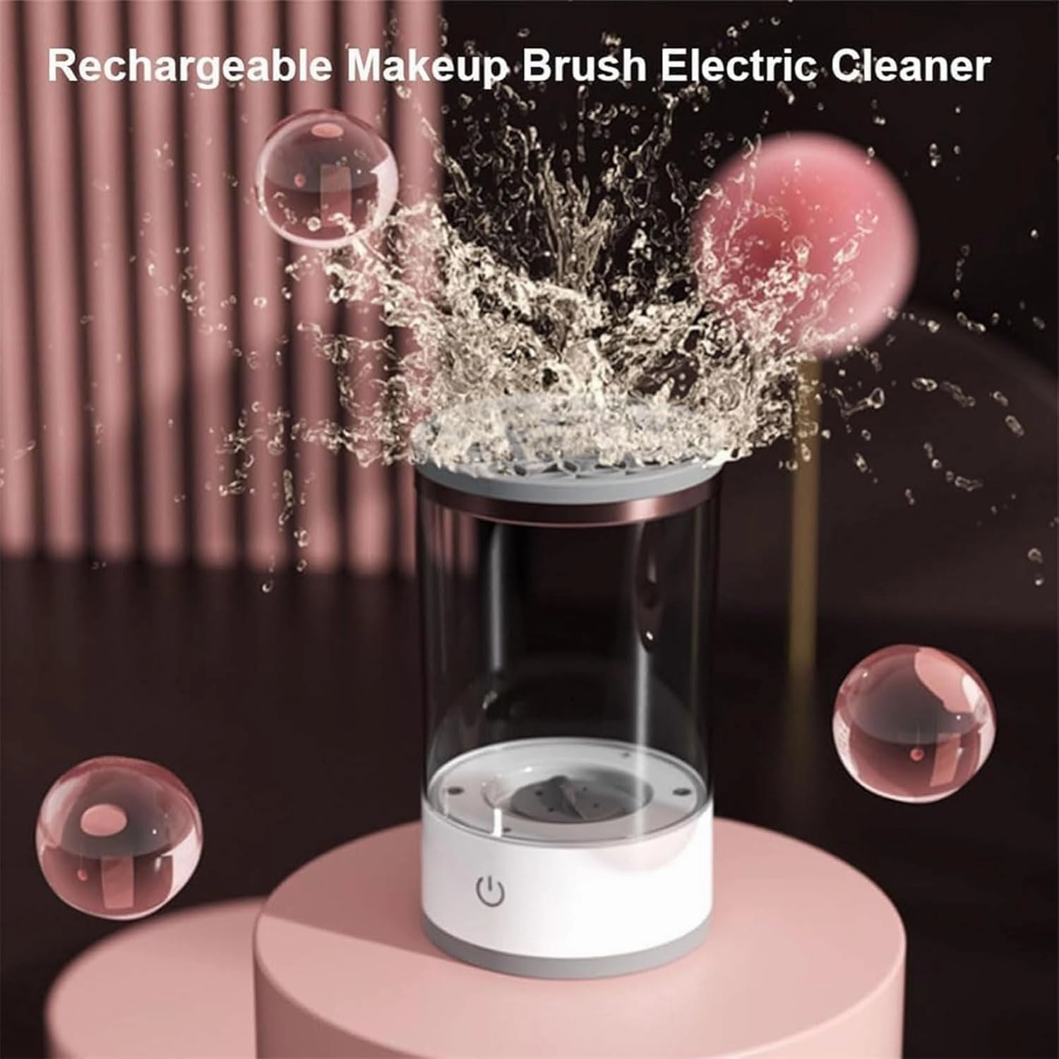 Upgraded Beauty Swirl Cosmetic Brush Cleaner, The Cozy Luna Brush Cleaner, Automatic Spinning Makeup Brush Cleaner for Deep Cleaning All Types of Brushes Set (Charging,White)