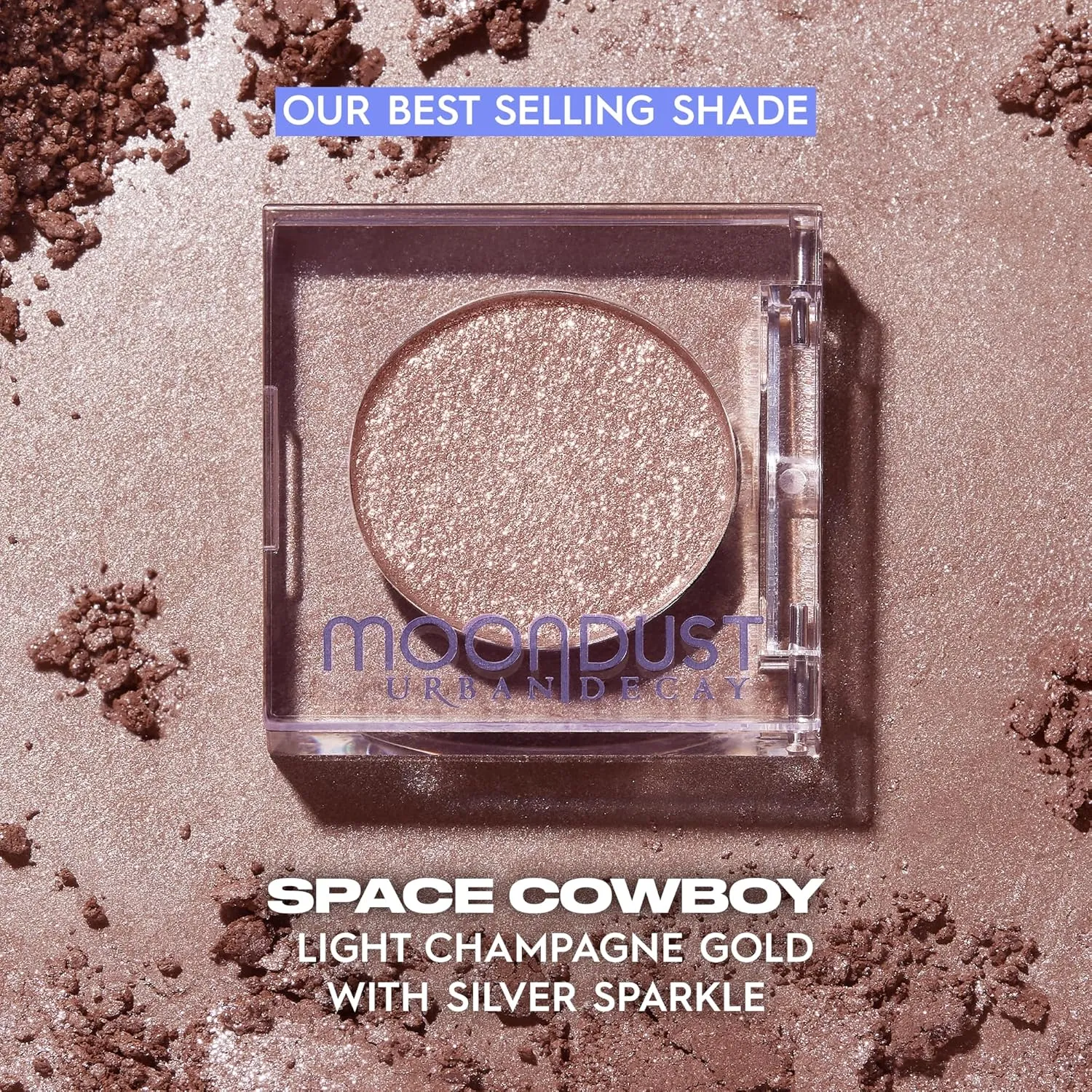 Urban Decay 24/7 Moondust Glitter Eyeshadow Single, Buildable Sparkly Eye Glitter, Long-lasting Shimmer Finish, Reflective Iridescent Eye Shadow Topper, Wet Look Effect - 0.06 oz