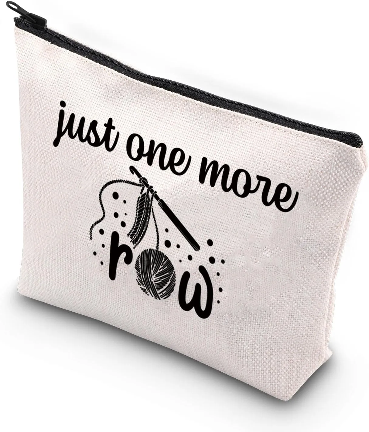 VAMSII Funny Knitting Bag Small Yarn Bag Just One More Row Crochet Knit Lover Travel Organizer