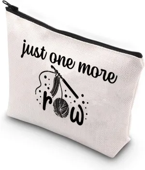 VAMSII Funny Knitting Bag Small Yarn Bag Just One More Row Crochet Knit Lover Travel Organizer