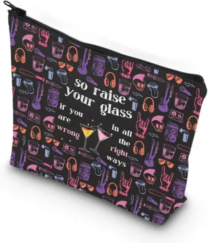 VAMSII Singer Album Singer Merch Gift Singer Fans Gift Song Lyrics Inspired Zipper Pouch Makeup Bag (Raise your glass)