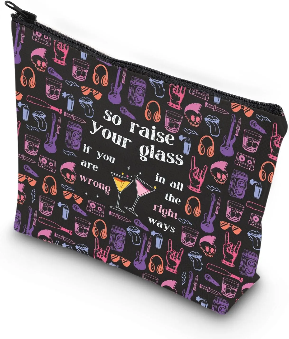 VAMSII Singer Album Singer Merch Gift Singer Fans Gift Song Lyrics Inspired Zipper Pouch Makeup Bag (Raise your glass)