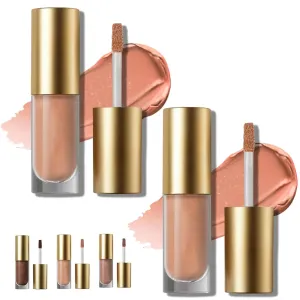 Vegoly Liquid Eye Shadow, Liquid Eyeshadow Matte, Vegoly Creamy Liquids Eye Shadow, Long Lasting Charm Full of Color Easy to Create Attractive Makeup (Sandy Matte(Warm Tan)-2pcs)