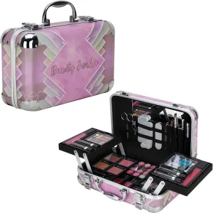 VER Beauty Carry All Makeup Train Case Pro Makeup Full Set Brushes Eyeshadows Blushes Lip Stick Gloss Balm Tweezer Nail Filer Clipper Scissor Separator Mirror (Beauty Junkie)