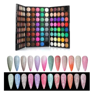 VERONNI 120 colors Eyeshadow Palette and 12Pcs Color Changing Nail Gel Polish Gift Set