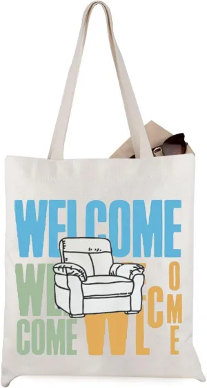 WCGXKO Armchair Expert Gift Welcome Welcome Welcome Armcherry Podcast Fan Merch Canvas Tote Bag