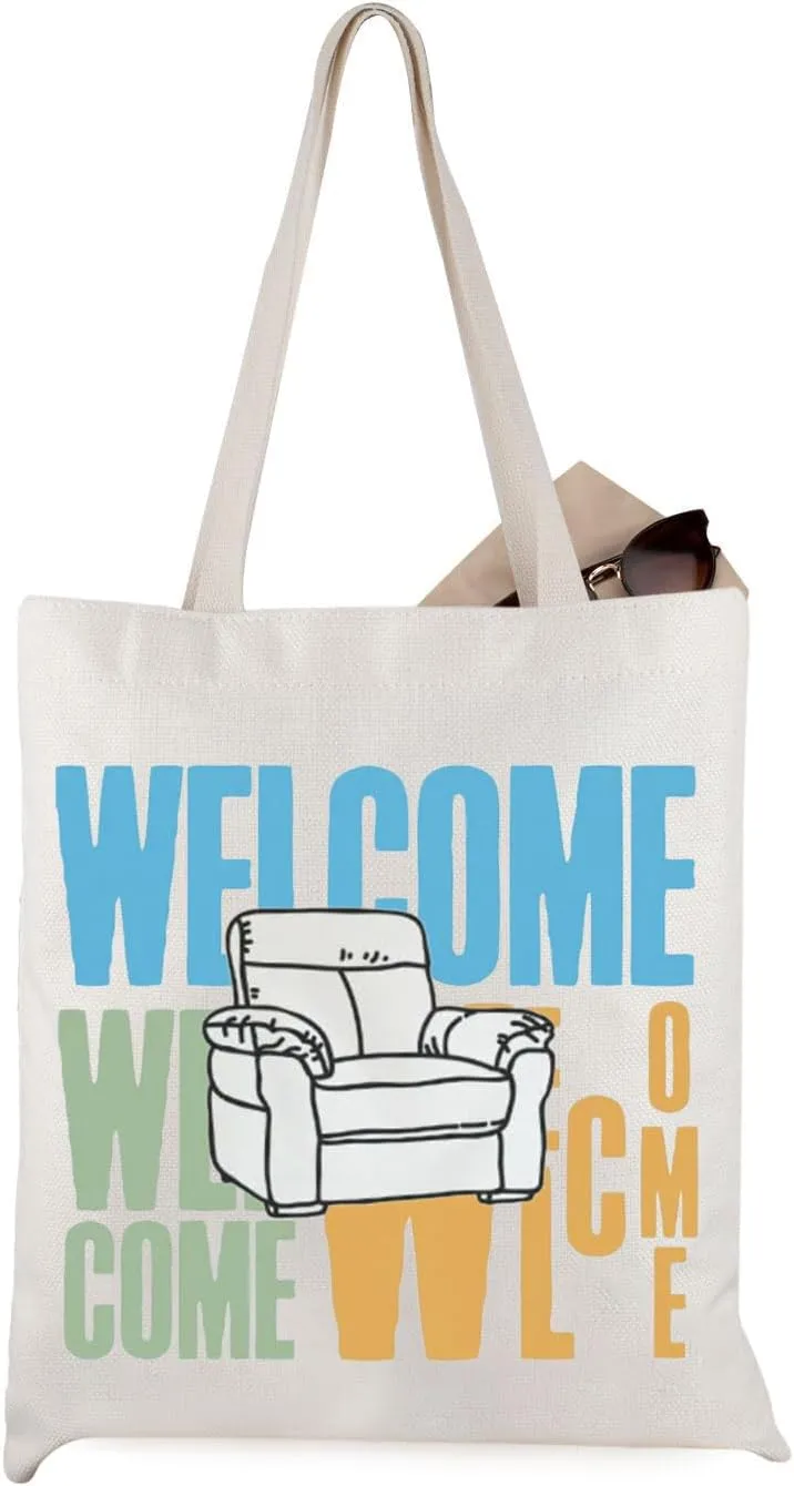 WCGXKO Armchair Expert Gift Welcome Welcome Welcome Armcherry Podcast Fan Merch Canvas Tote Bag