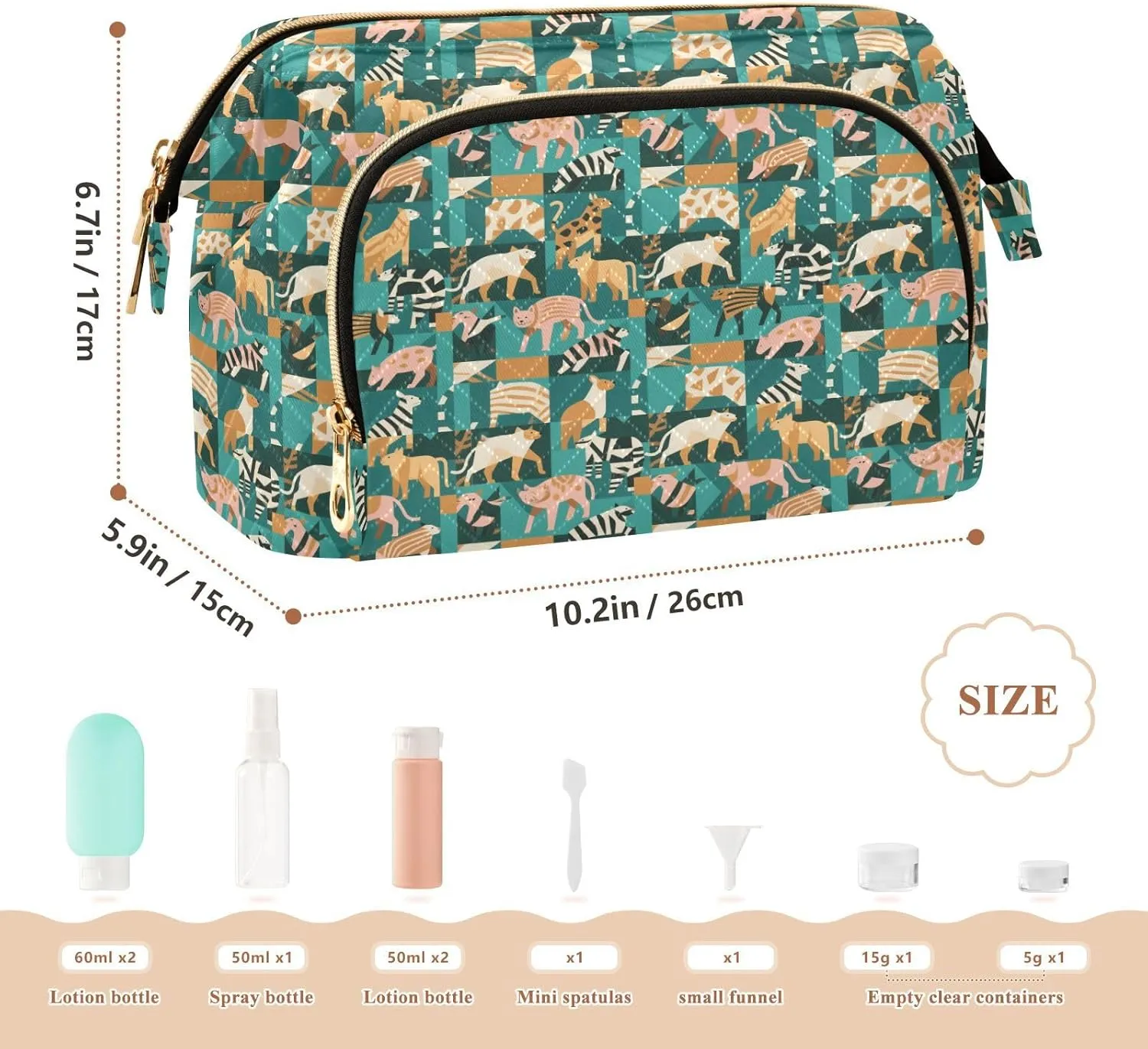 Women’s Cosmetic Bag with Wide-Open Top Quilted Puffer Design Multiple Compartments