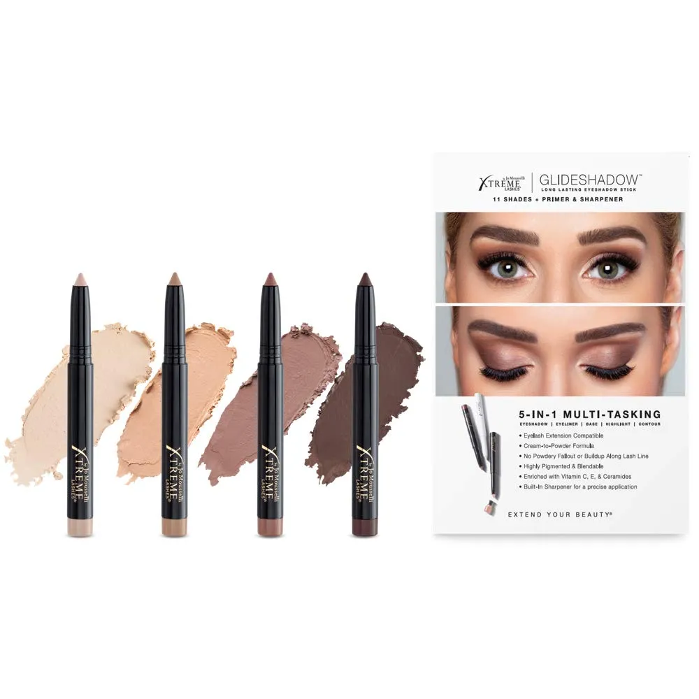 Xtreme Lashes Glideshadow Long Lasting Eyeshadow Stick Quad Collection, Cream to Powder - Compatible with Eyelash Extensions - No Powdery Fallout or Buildup Along Lash Line