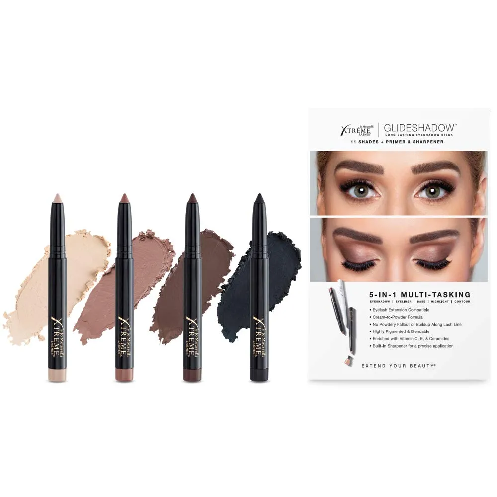 Xtreme Lashes Glideshadow Long Lasting Eyeshadow Stick Quad Collection, Cream to Powder - Compatible with Eyelash Extensions - No Powdery Fallout or Buildup Along Lash Line