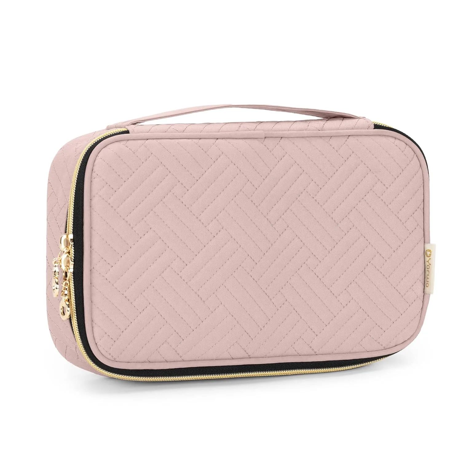 Yarwo Travel Makeup Brushes Bag, Portable Cosmetic Bag for Makeup Brushes (up to 9.4") and Cosmetic Essentials, Dusty Rose (BAG ONLY, PATENTED DESIGN)